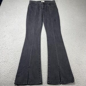 L'Agence Jeans Womens 27 Black Charcoal Wash Mid Rise Slim Flare Slit Denim USA